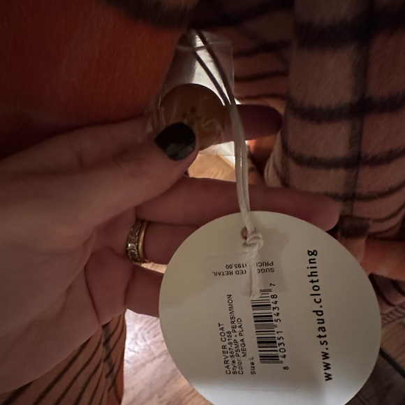 STAUD Carver Wool Coat | Persimmon | Mega Plaid  | Size L | NWT - Picture 8 of 8